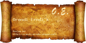 Orendi Ernák névjegykártya